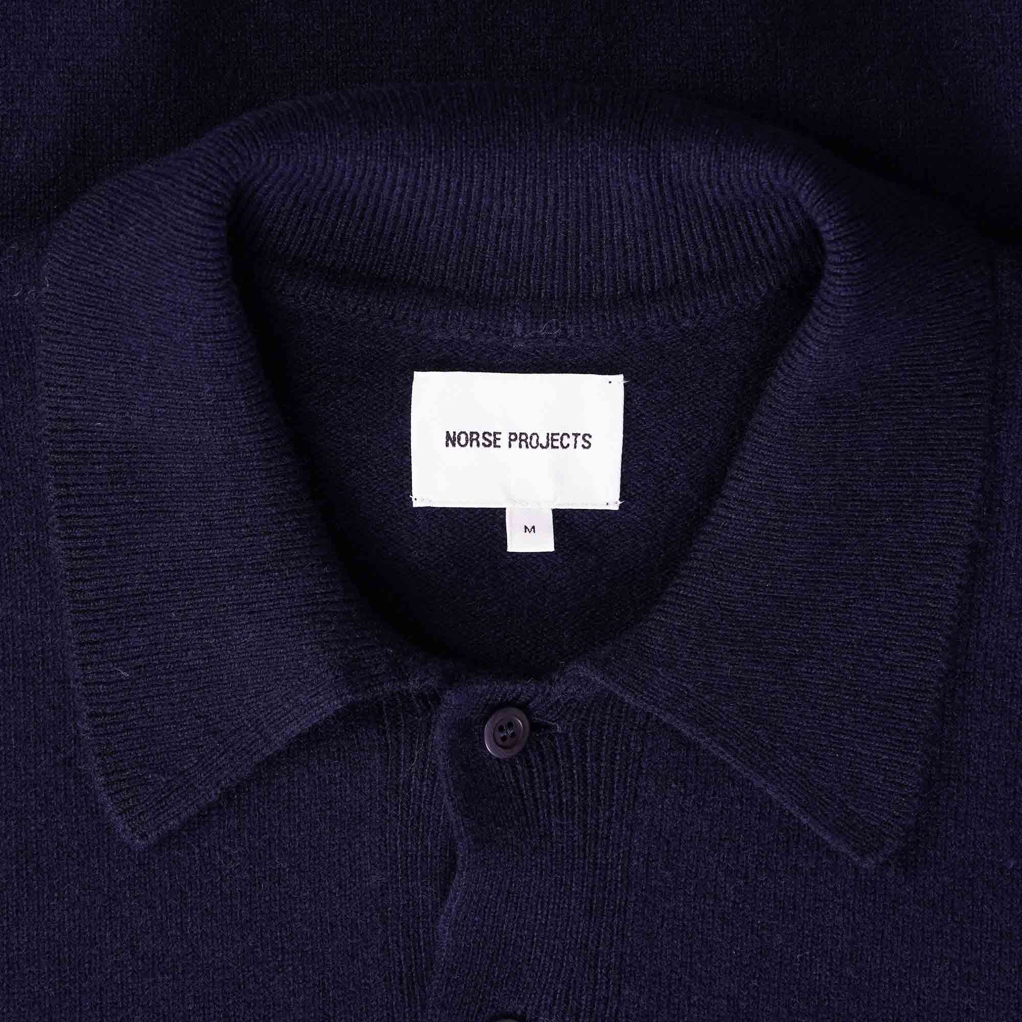 Norse Projects Marco Lambswool Polo Shirt - Navy