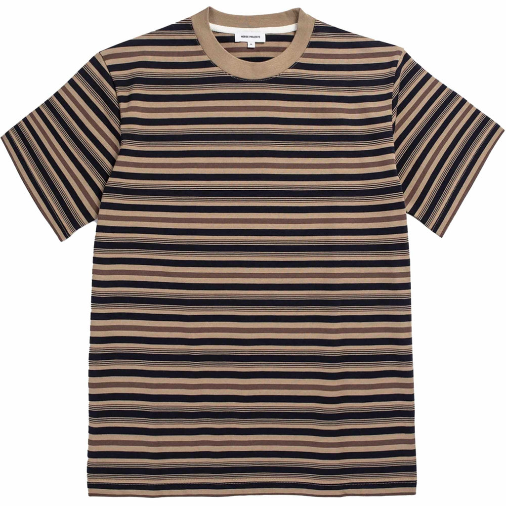 Norse Projects Johannes Multistripe Short Sleeve T-Shirt - Khaki