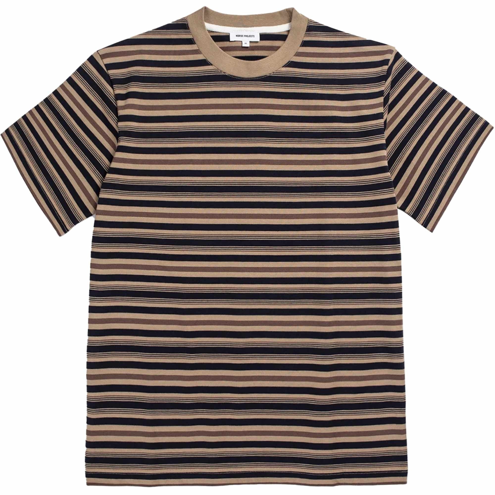 Norse Projects Johannes Multistripe Short Sleeve T-Shirt - Khaki