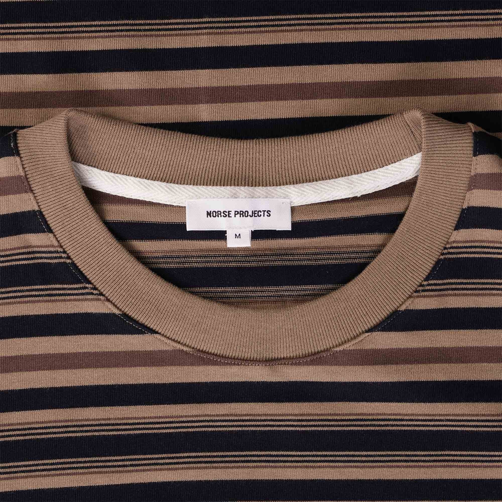 Norse Projects Johannes Multistripe Short Sleeve T-Shirt - Khaki