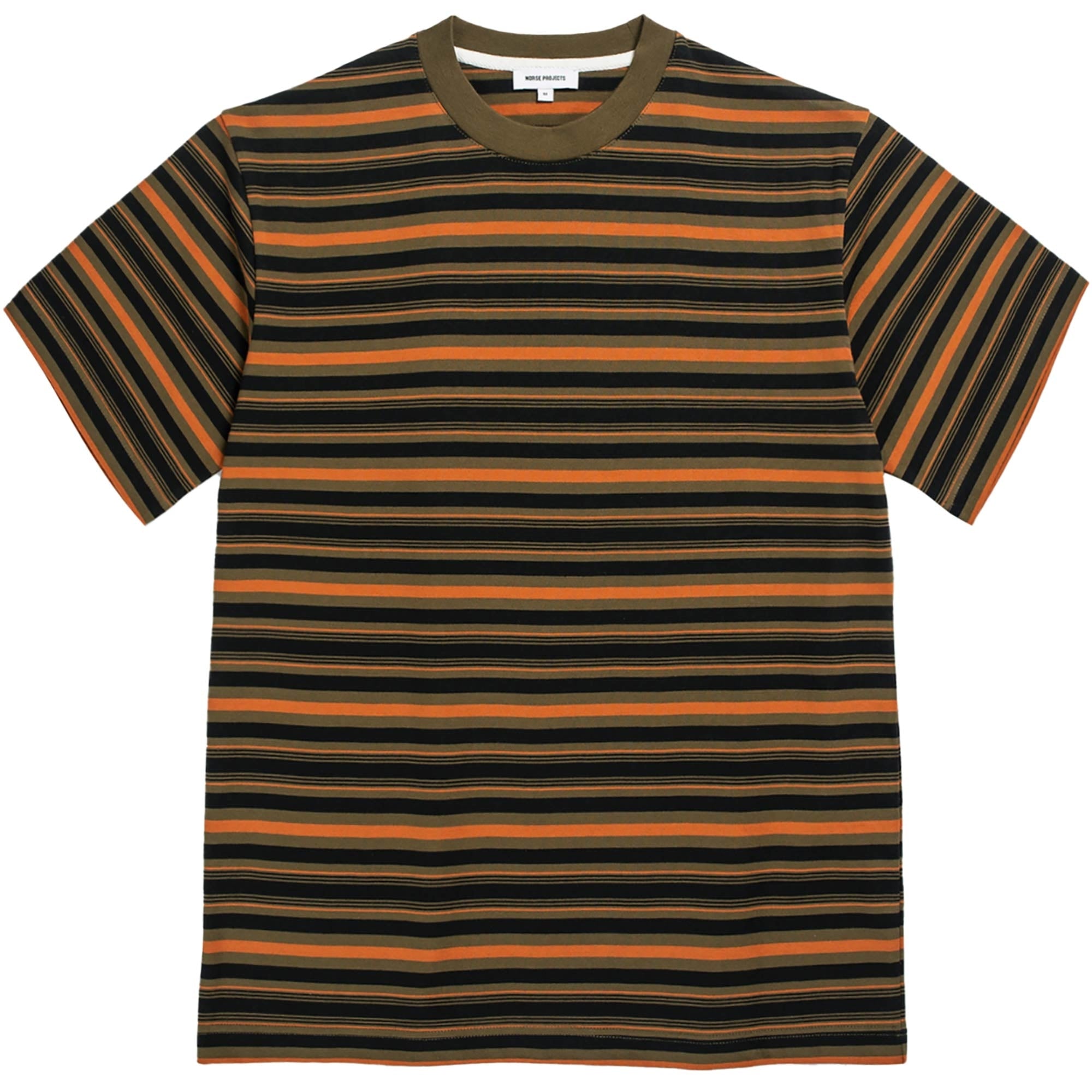 Norse Projects Johannes Multistripe Short Sleeve T-Shirt - Dark Olive