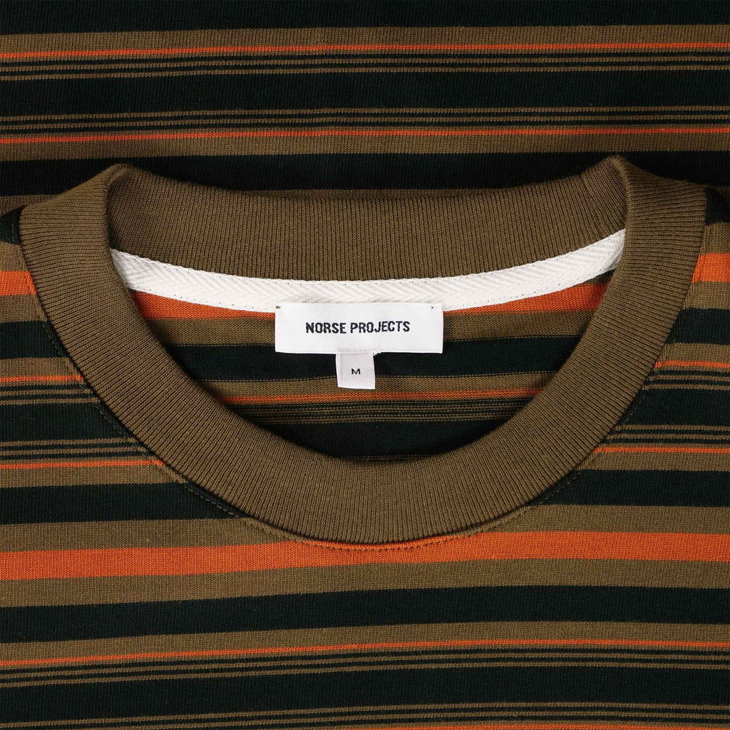 Norse Projects Johannes Multistripe Short Sleeve T-Shirt - Dark Olive