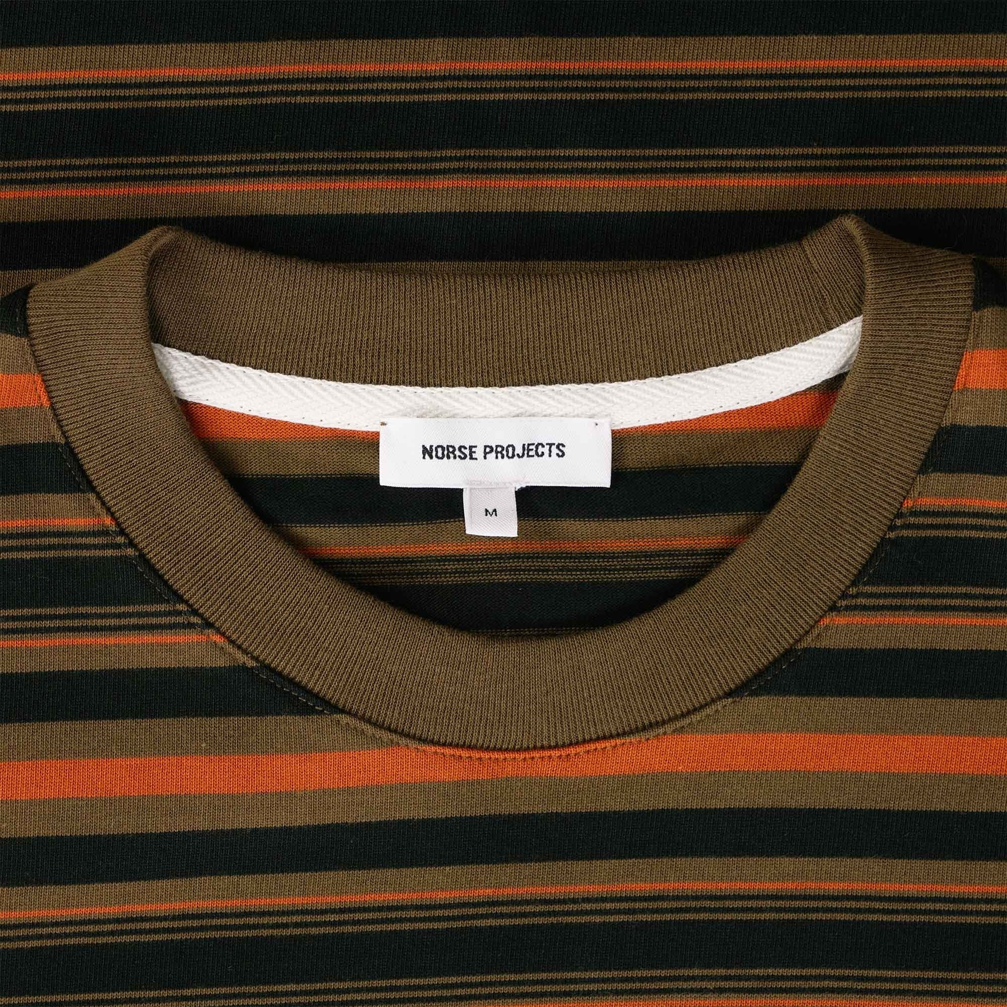 Norse Projects Johannes Multistripe Short Sleeve T-Shirt - Dark Olive