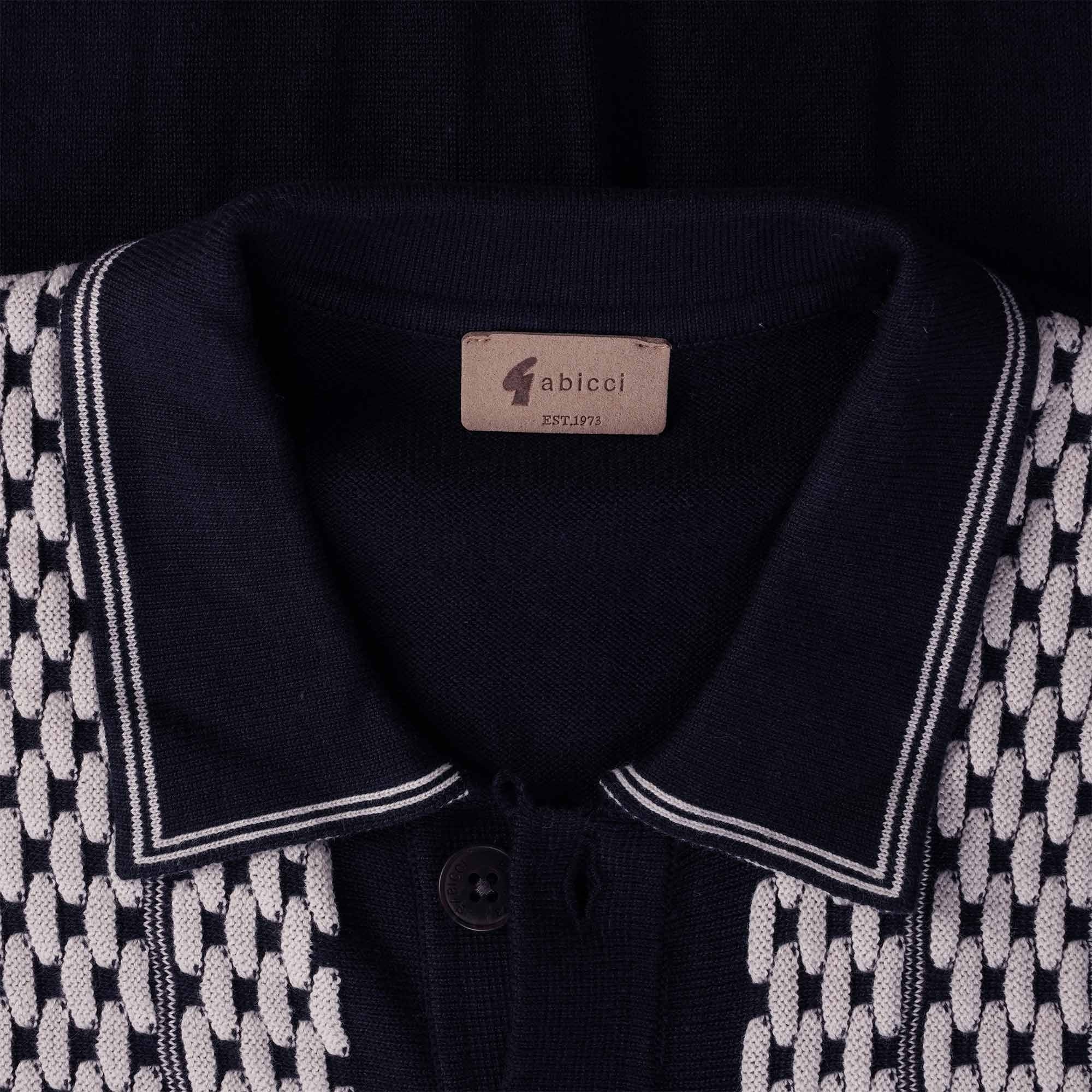 Gabicci Vintage Law Long Sleeve Knitted Polo Shirt - Navy