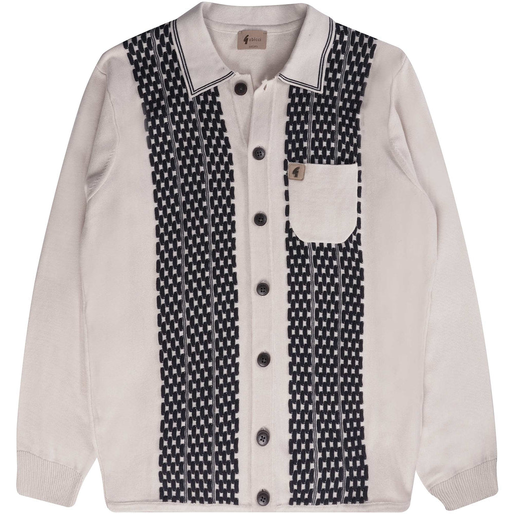 Gabicci Vintage Law Long Sleeve Knitted Polo Shirt - Cream