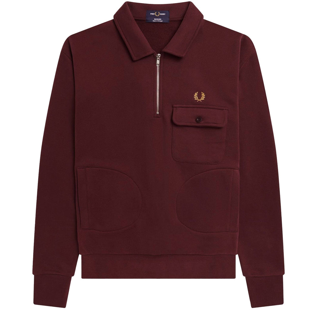 Fred Perry Reissues Half-Zip Sweatshirt - Oxblood
