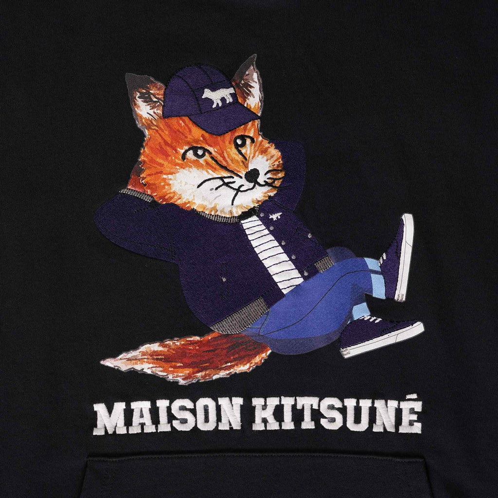 Maison Kitsune Dressed Fox Print Relaxed Hoodie - Black