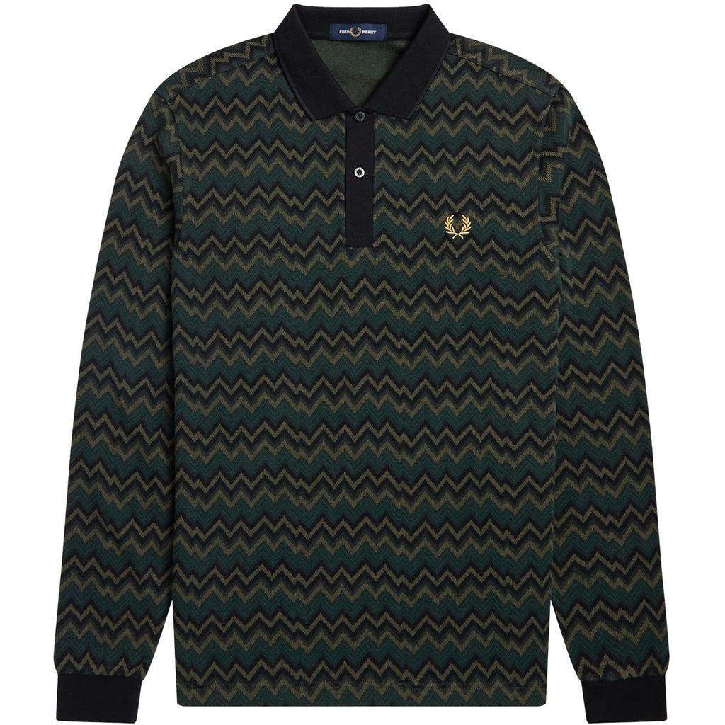 Fred Perry M4 Jacquard Polo Shirt - Night Green