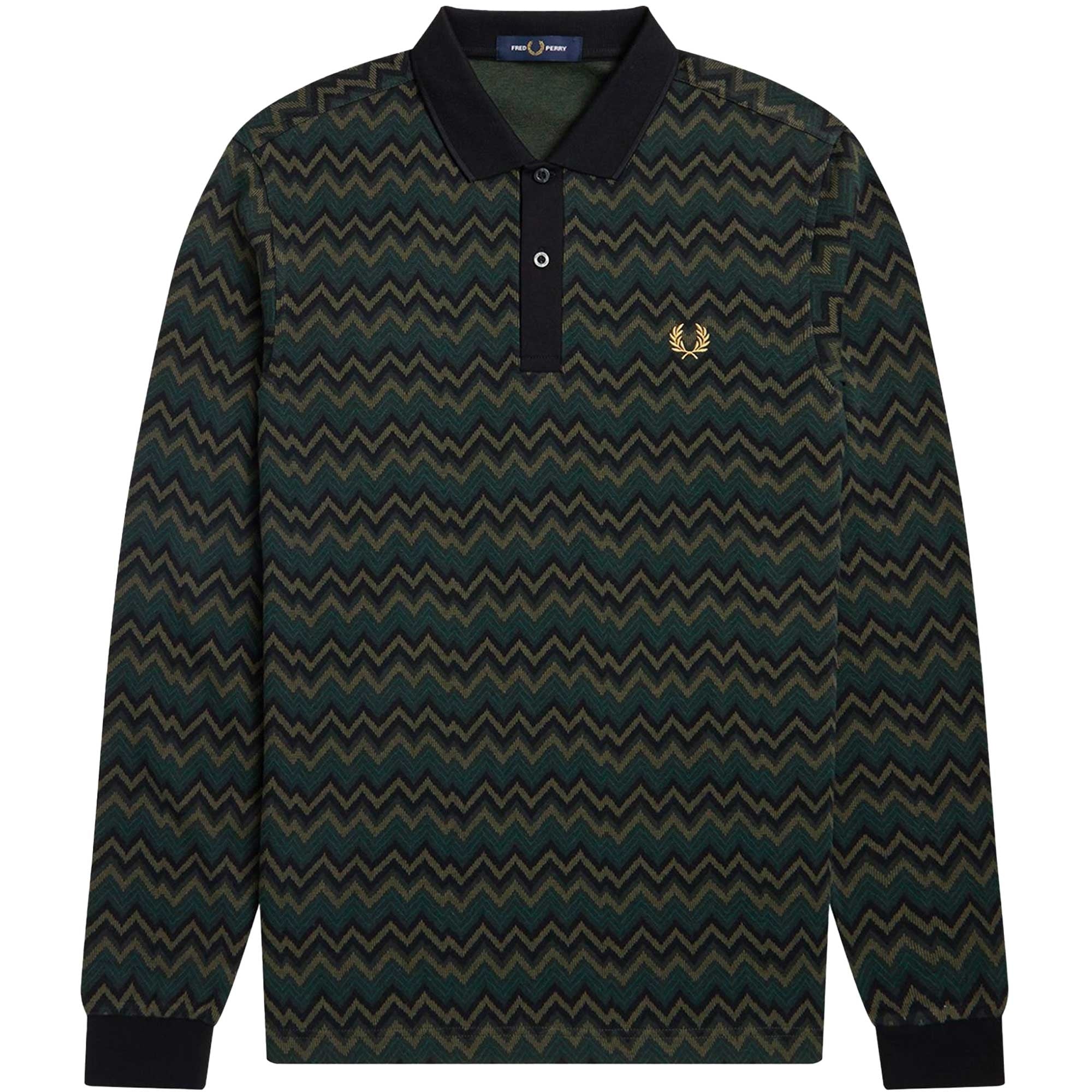 Fred Perry M4 Jacquard Polo Shirt - Night Green