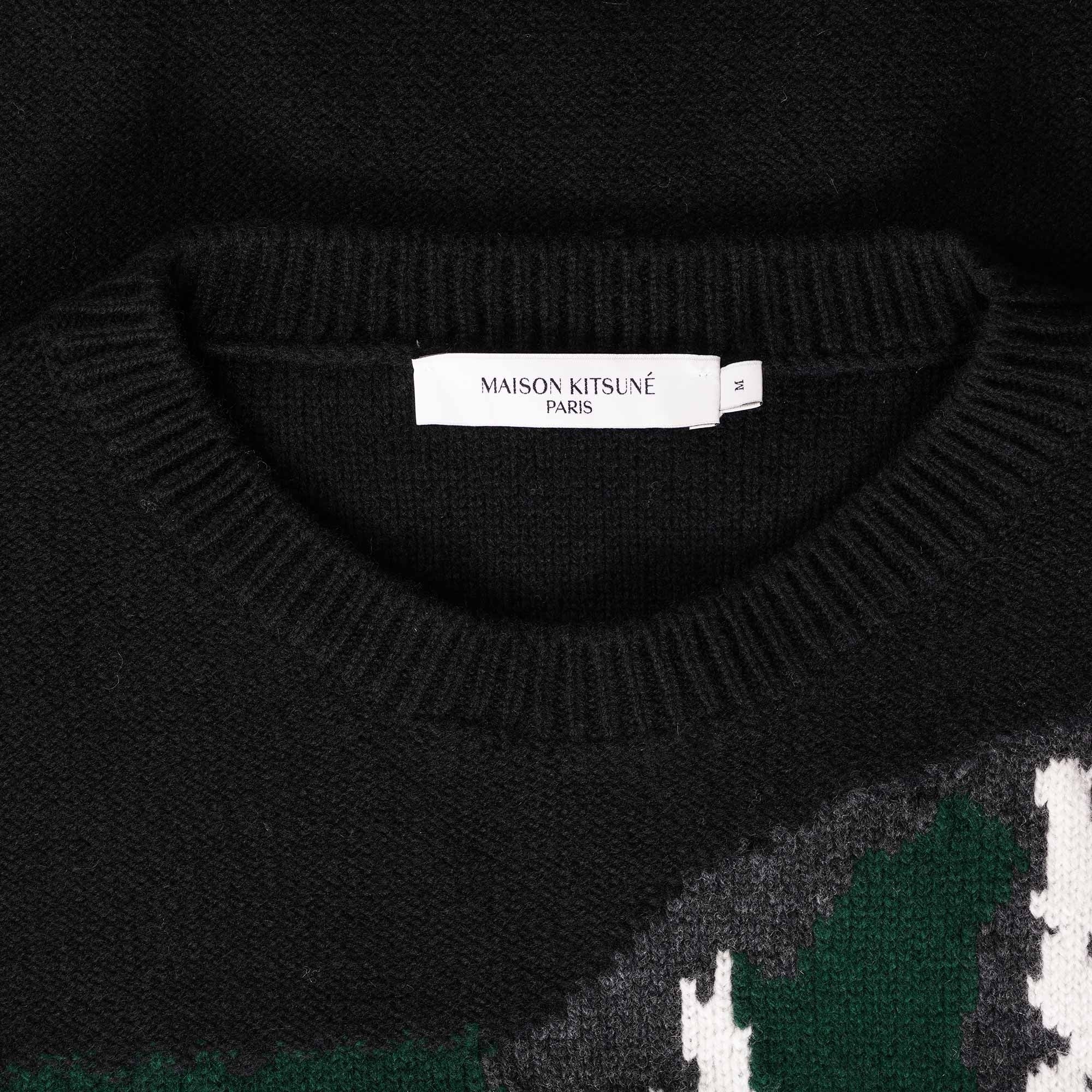 Maison Kitsune Oversize Fox Head Jacquard Pullover - Black