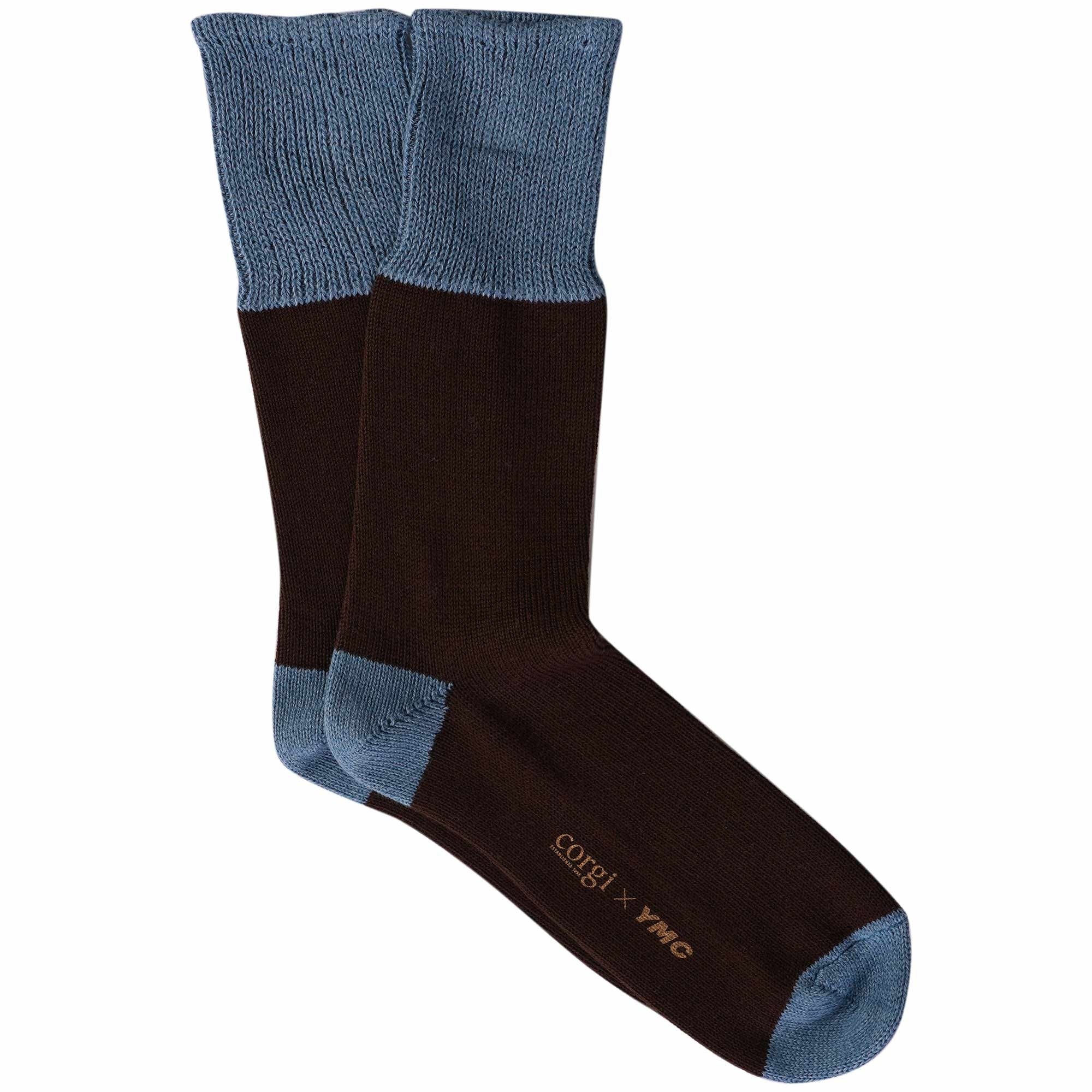 YMC Block Tip Sock - Brown/Blue