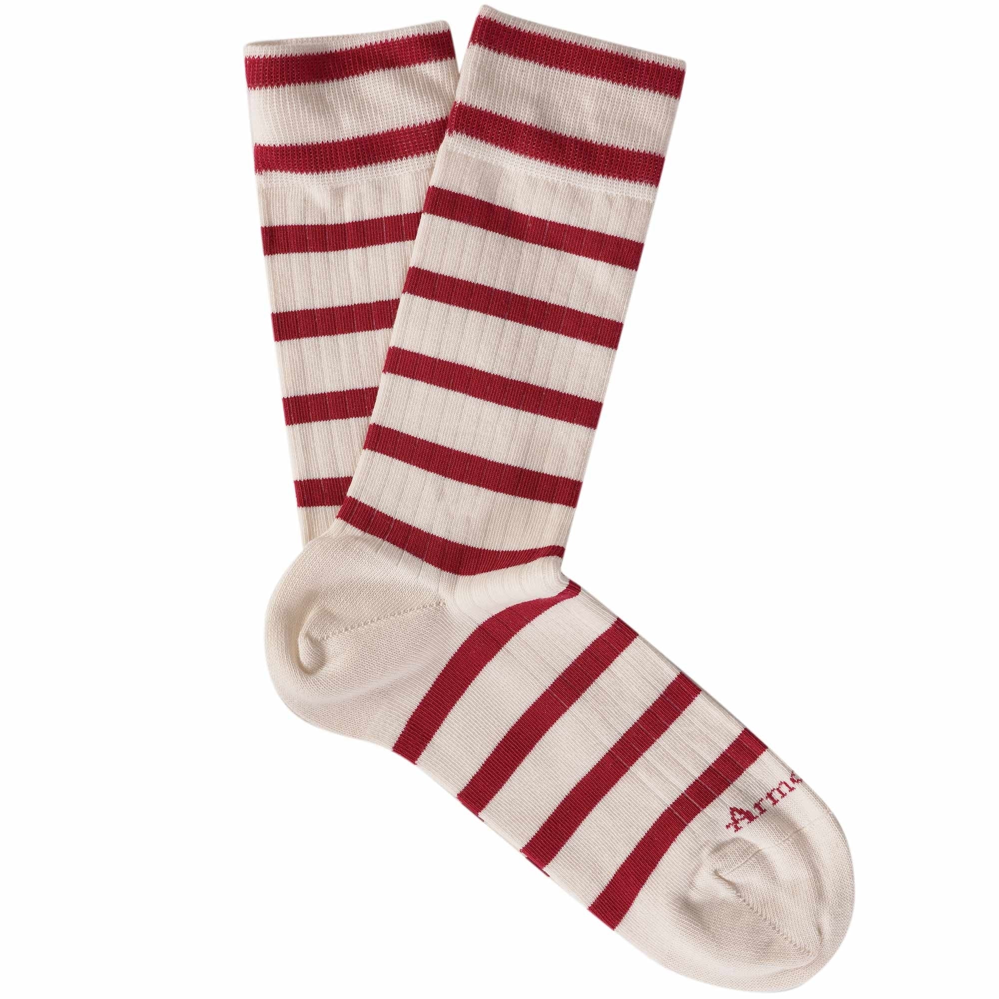 Armor Lux Striped Heritage Socks - White/Red
