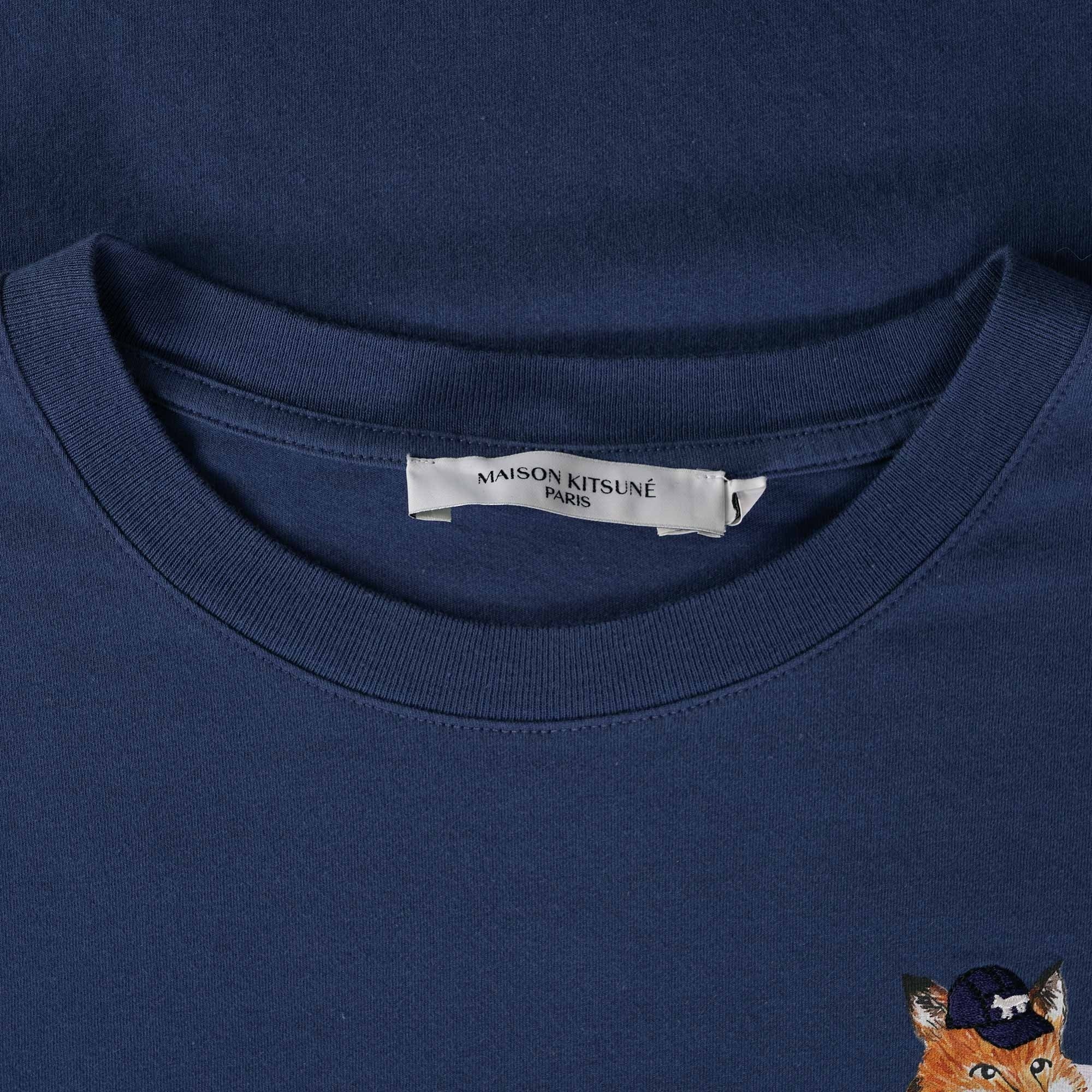 Maison Kitsune Dressed Fox Patch T-Shirt - Blue Denim