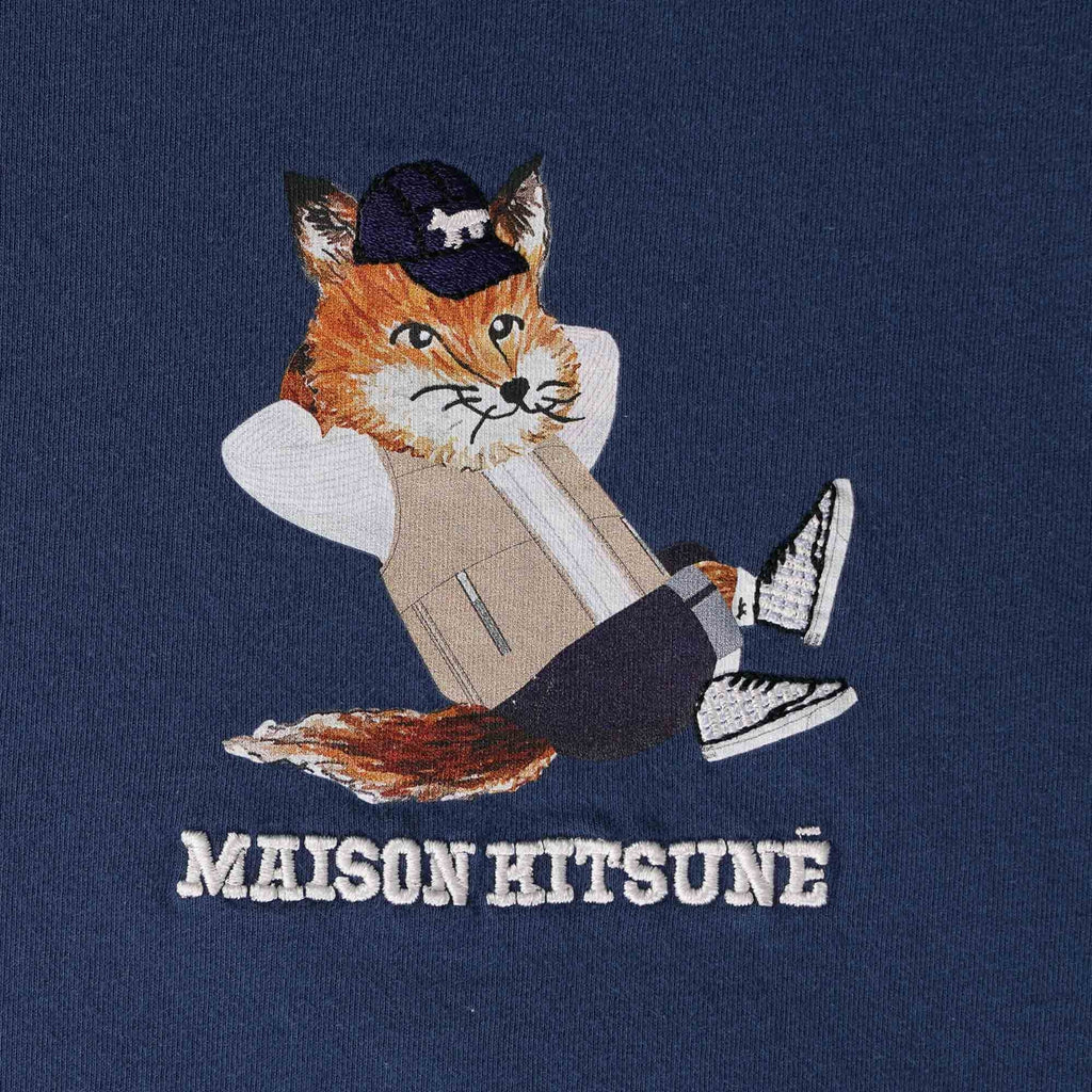 Maison Kitsune Dressed Fox Patch T-Shirt - Blue Denim