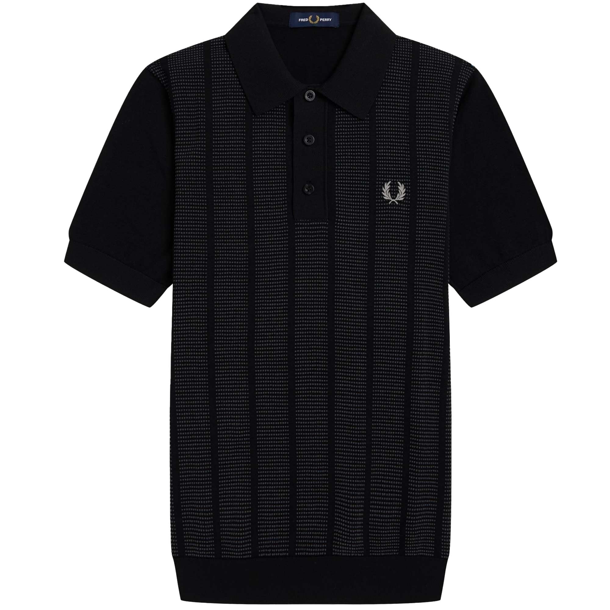 Fred Perry K4 Contrast Stitch Knitted Polo Shirt - Black