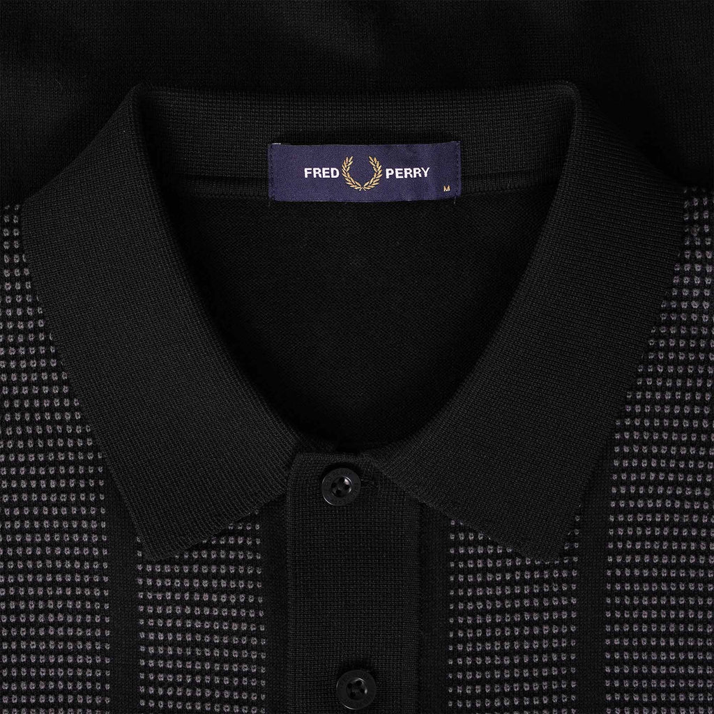 Fred Perry K4 Contrast Stitch Knitted Polo Shirt - Black