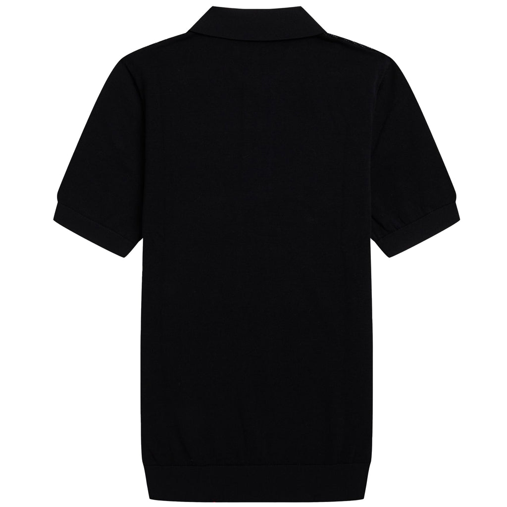 Fred Perry K4 Contrast Stitch Knitted Polo Shirt - Black