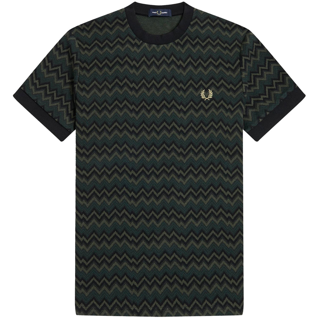Fred Perry Jacquard T-Shirt - Night Green