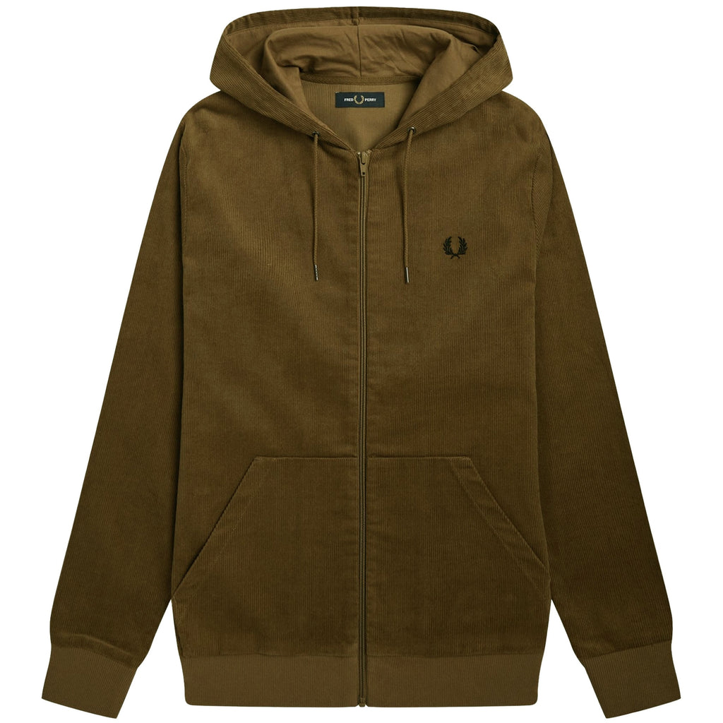Fred Perry Corduroy Hooded Track Jacket - Shaded Stone
