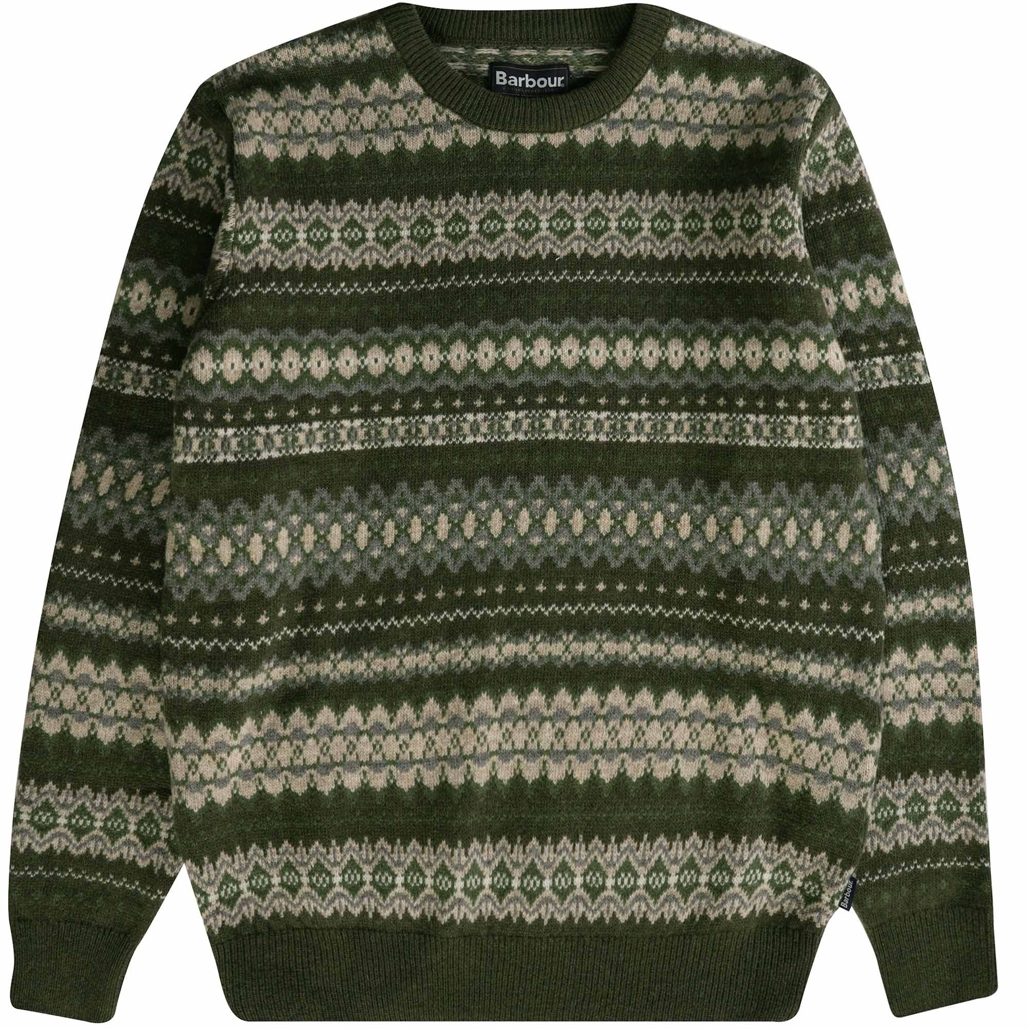 Barbour Case Fair isle Crew Jumper - Olive