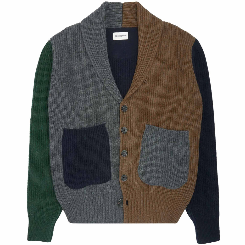 Oliver Spencer Orkney Cardigan - Brown/Navy/Grey