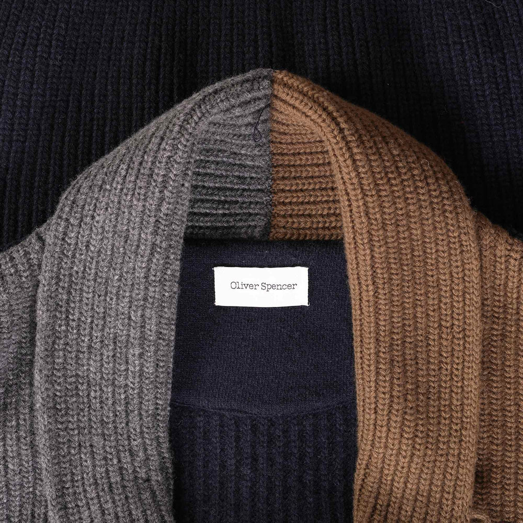Oliver Spencer Orkney Cardigan - Brown/Navy/Grey