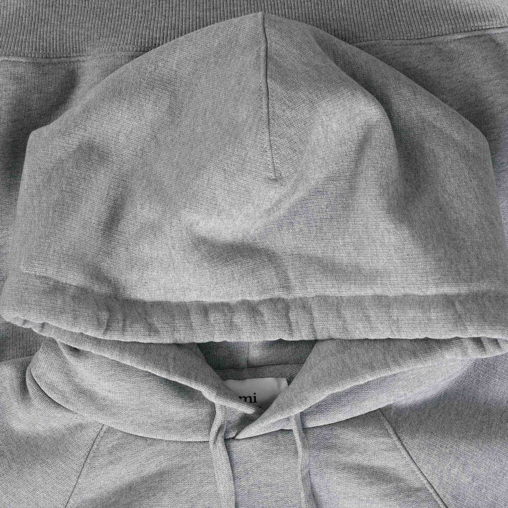 AMI Logo-Print Hoodie - Heather Grey