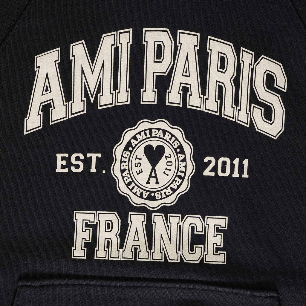 AMI Logo-Print Hoodie - Black