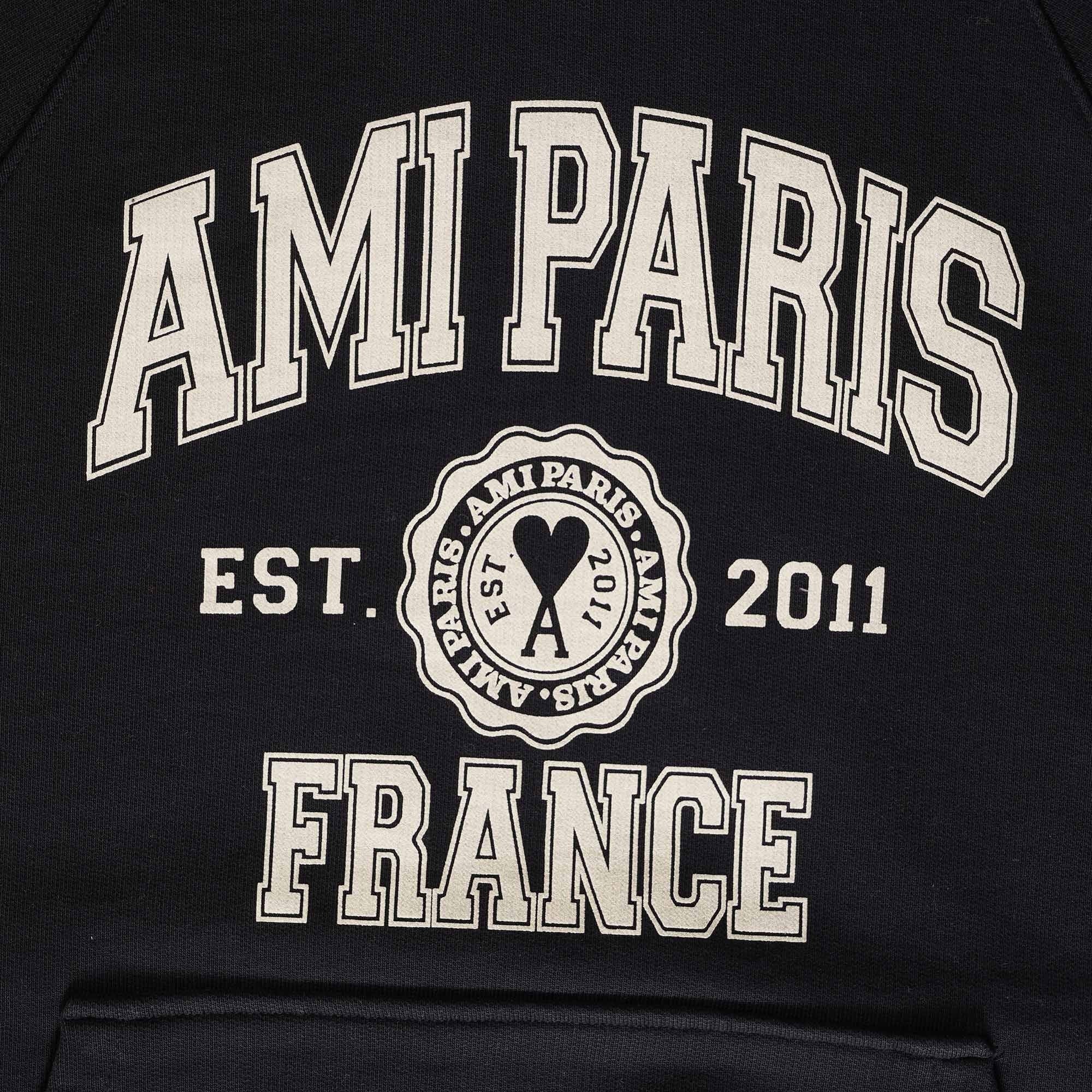 AMI Logo-Print Hoodie - Black
