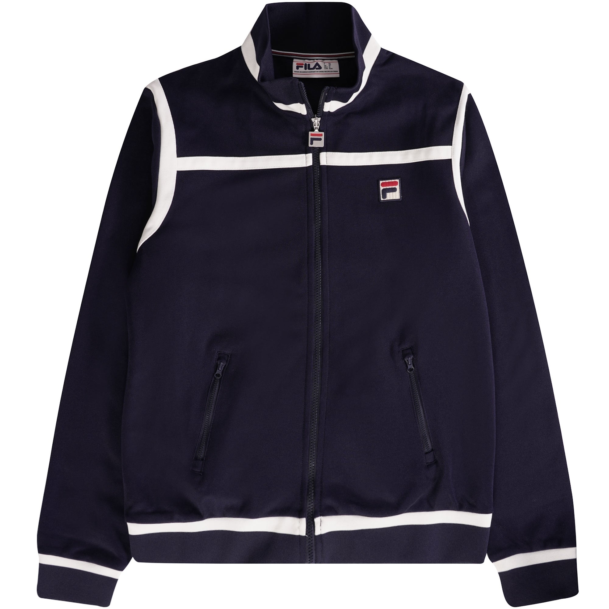 Fila Vintage Nate Laid On Stripe Track Jacket - Navy
