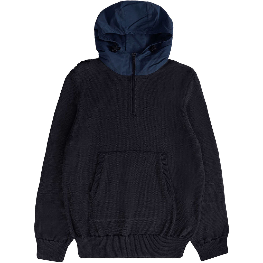 Ma Strum Quarter Zip Hooded Knit - Dark Navy