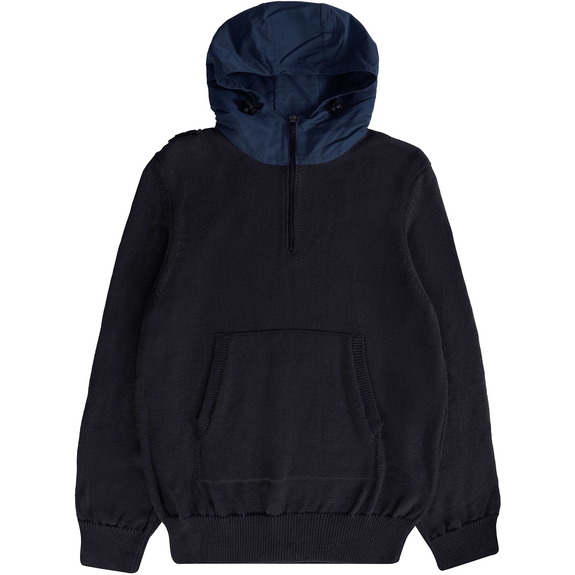 Ma Strum Quarter Zip Hooded Knit - Dark Navy