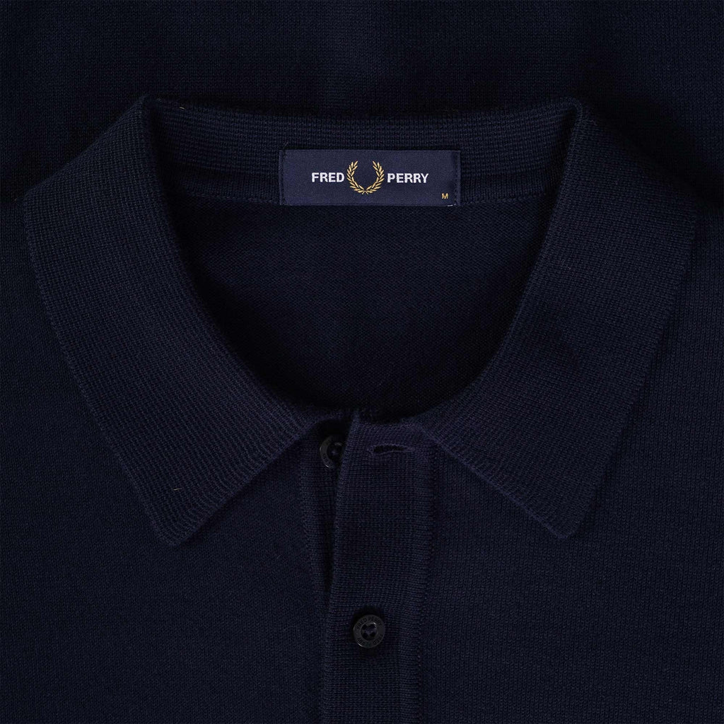 Fred Perry Long Sleeve Knitted Shirt - Navy