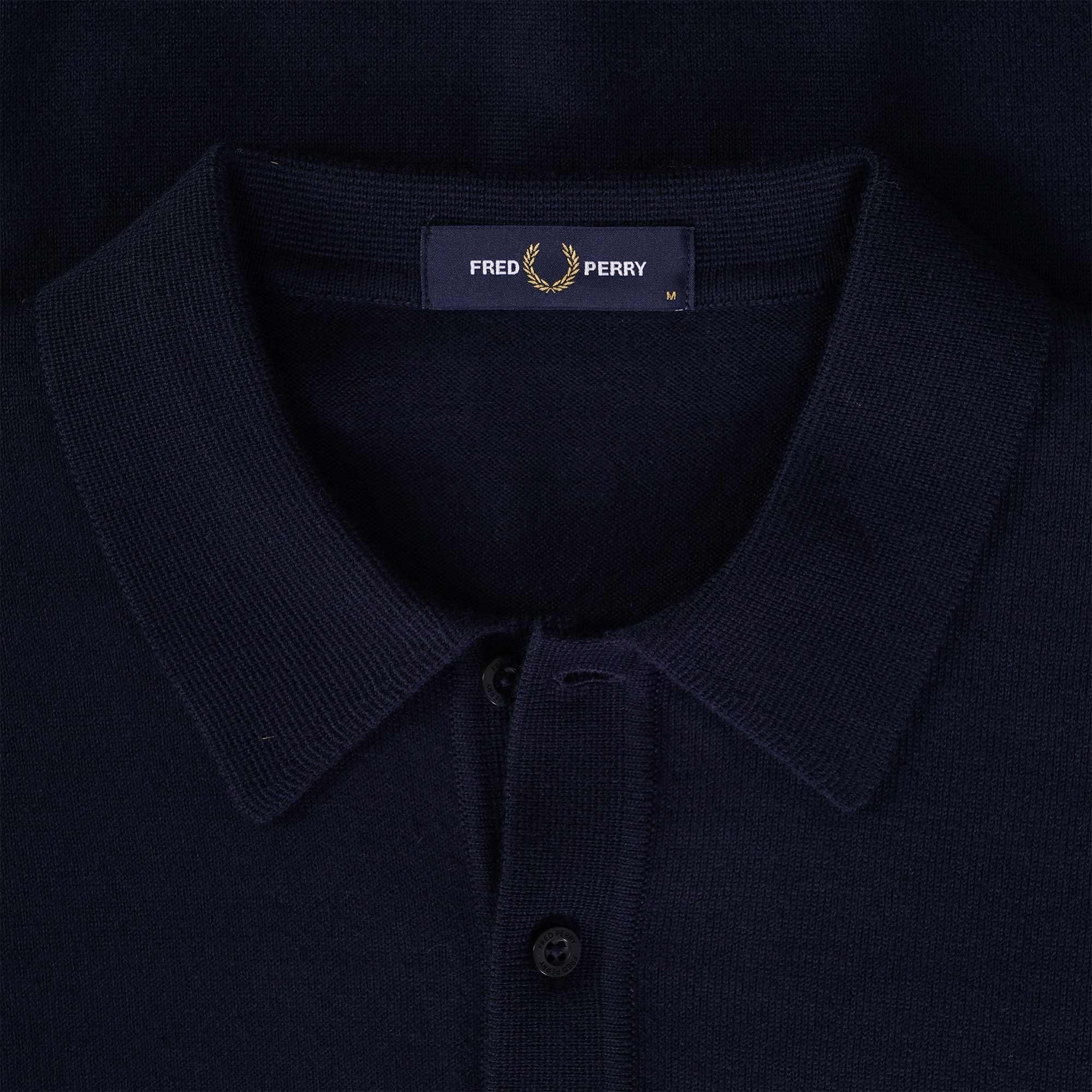 Fred Perry Long Sleeve Knitted Shirt - Navy