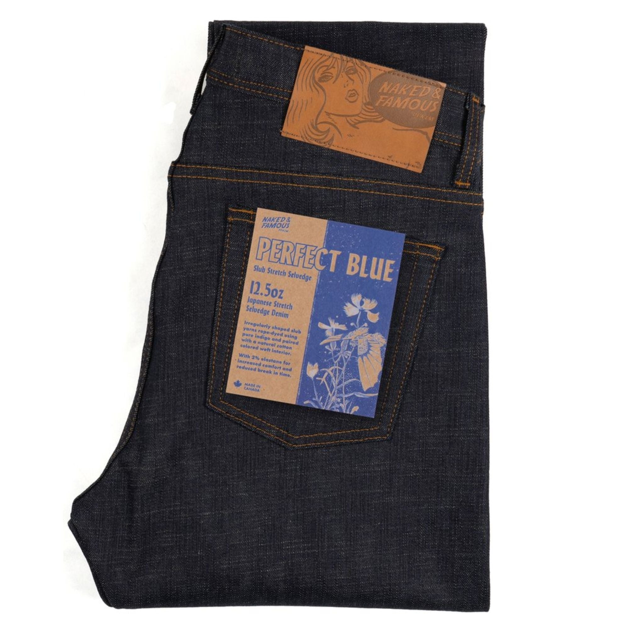 Naked and Famous Denim Weird Guy Perfect Blue Slub Selvedge - Indigo