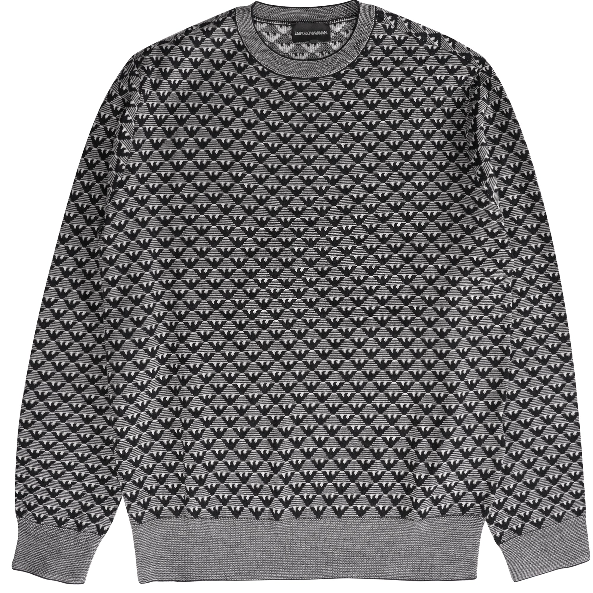 Emporio Armani Jacquard Virgin wool jumper - Eagle/White