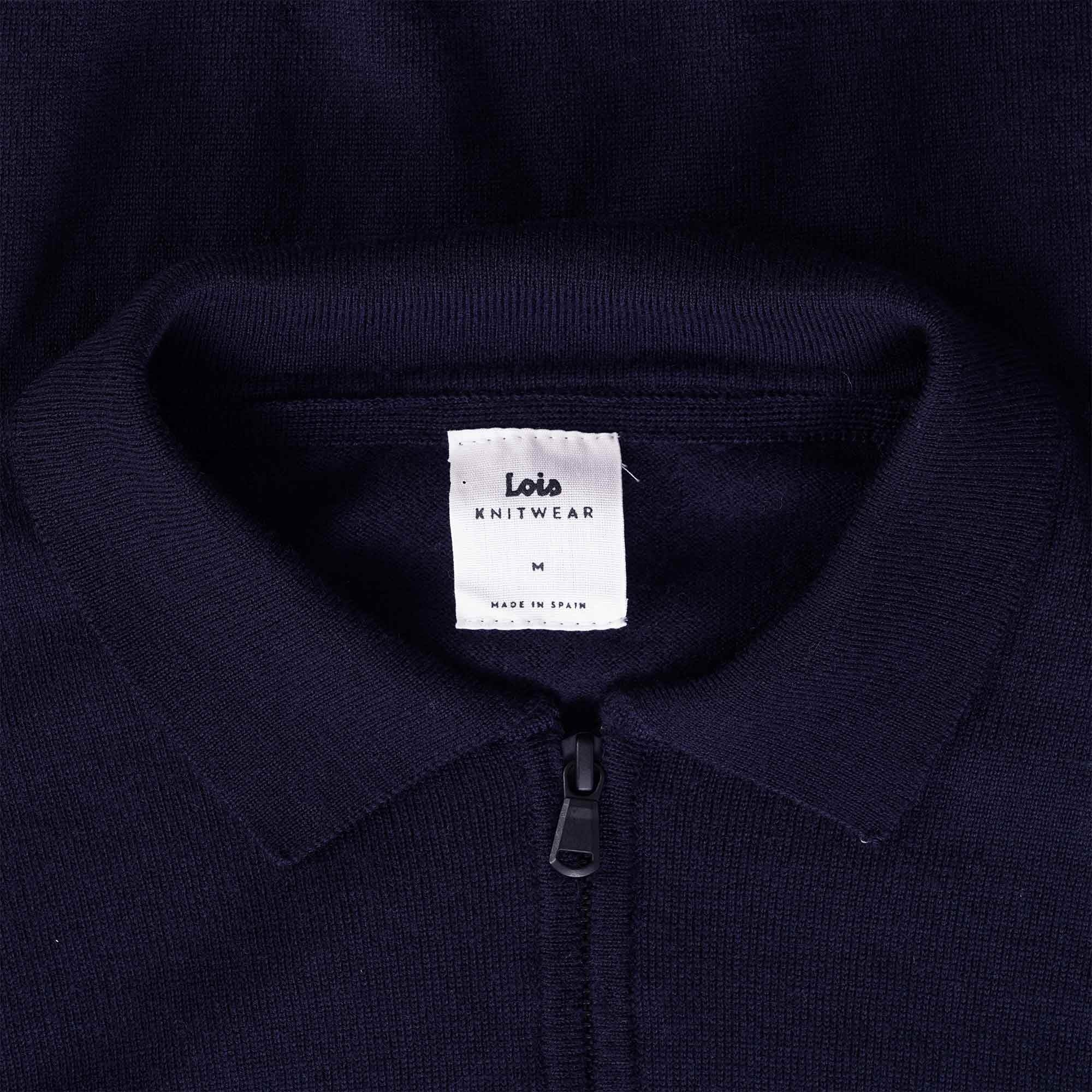Lois Jeans Pascal Zip Light Merino Zip Knit Polo Top - Night Sky