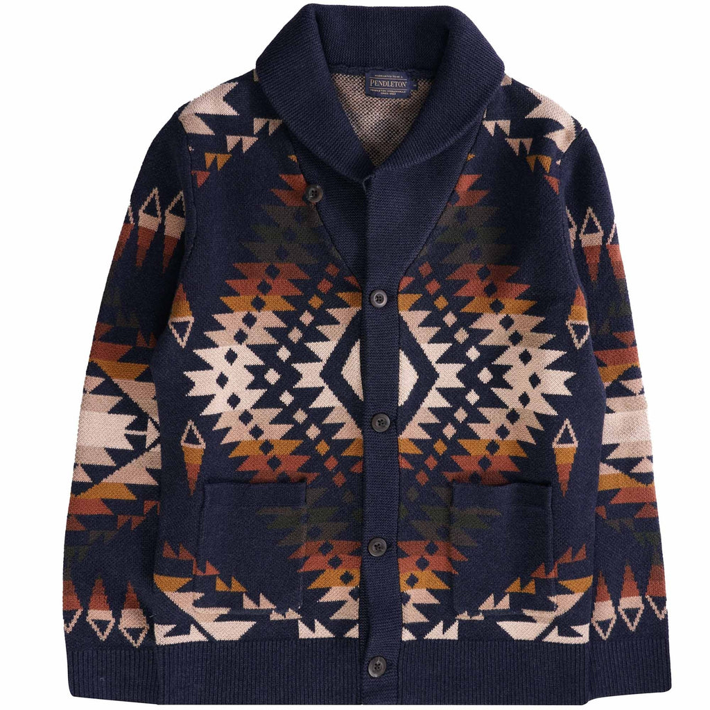 Pendleton Woolen Mills Mission Trails Cotton Cardigan - Navy
