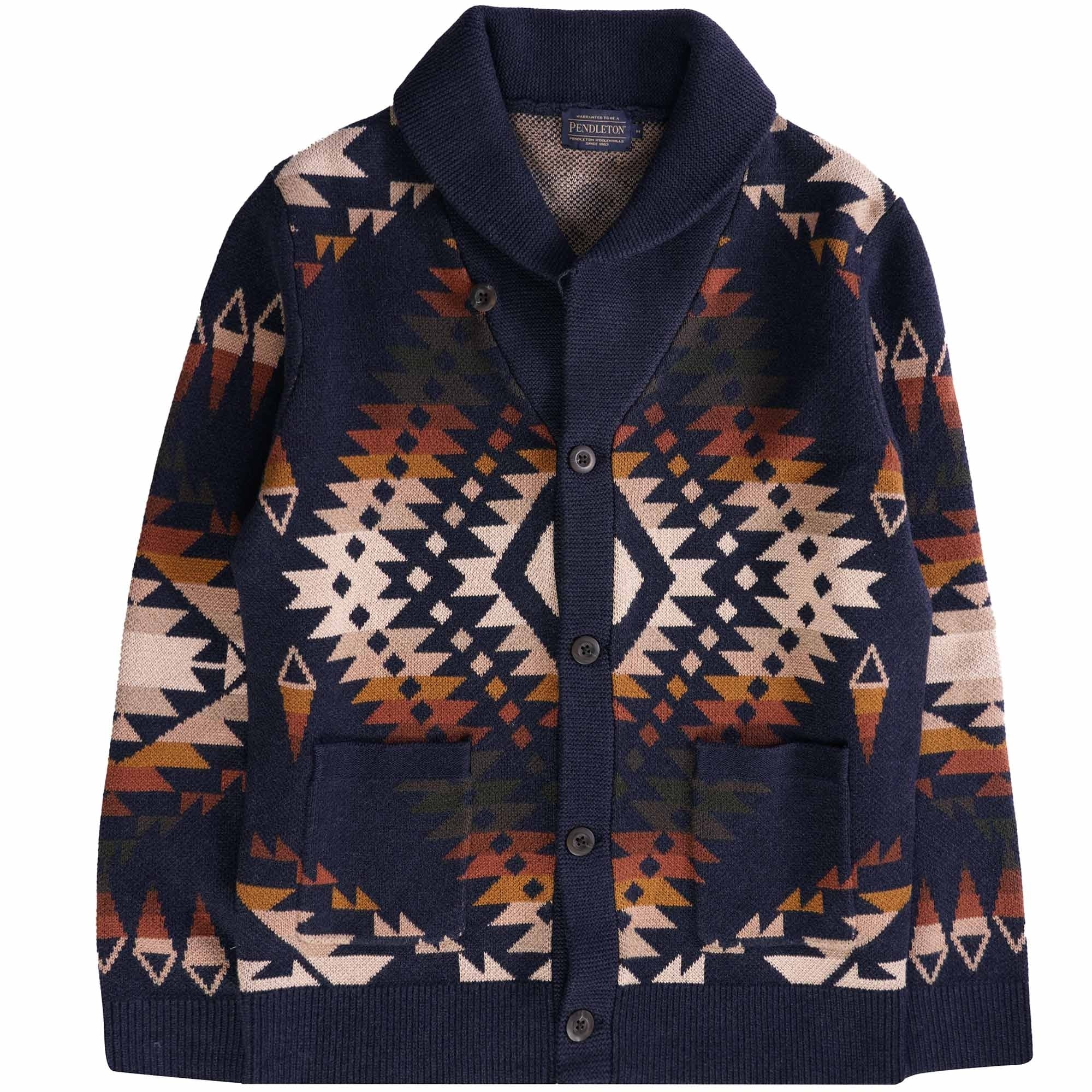 Pendleton Woolen Mills Mission Trails Cotton Cardigan - Navy