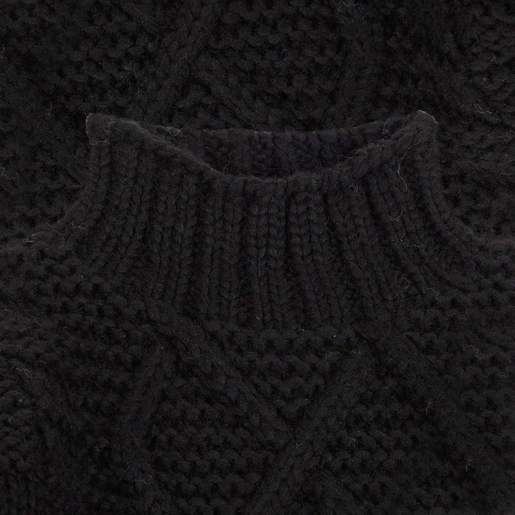 Maharishi Aran Knit Mock Neck Jumper - Black