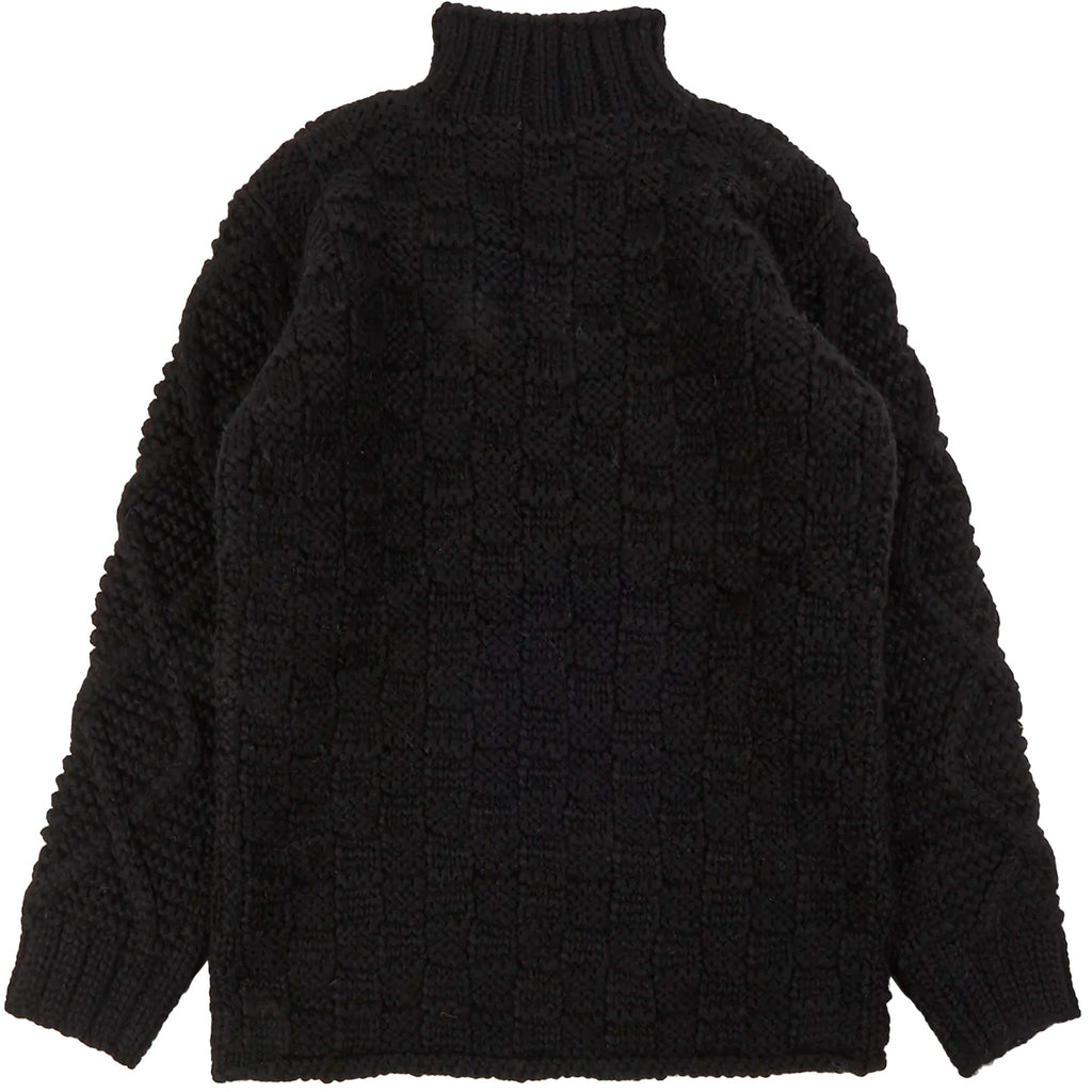 Maharishi Aran Knit Mock Neck Jumper - Black