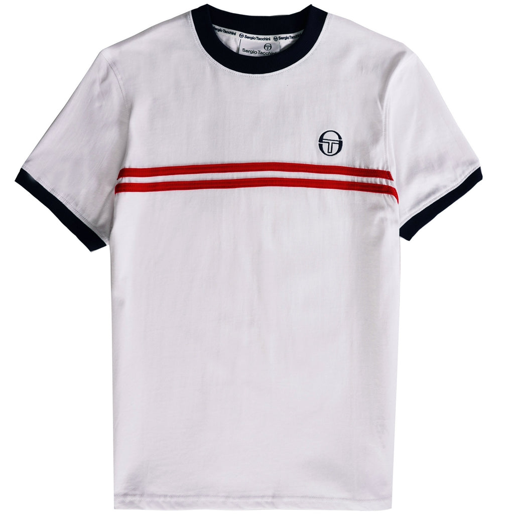 Sergio Tacchini Supermac T-Shirt - White/Adrenaline Rush