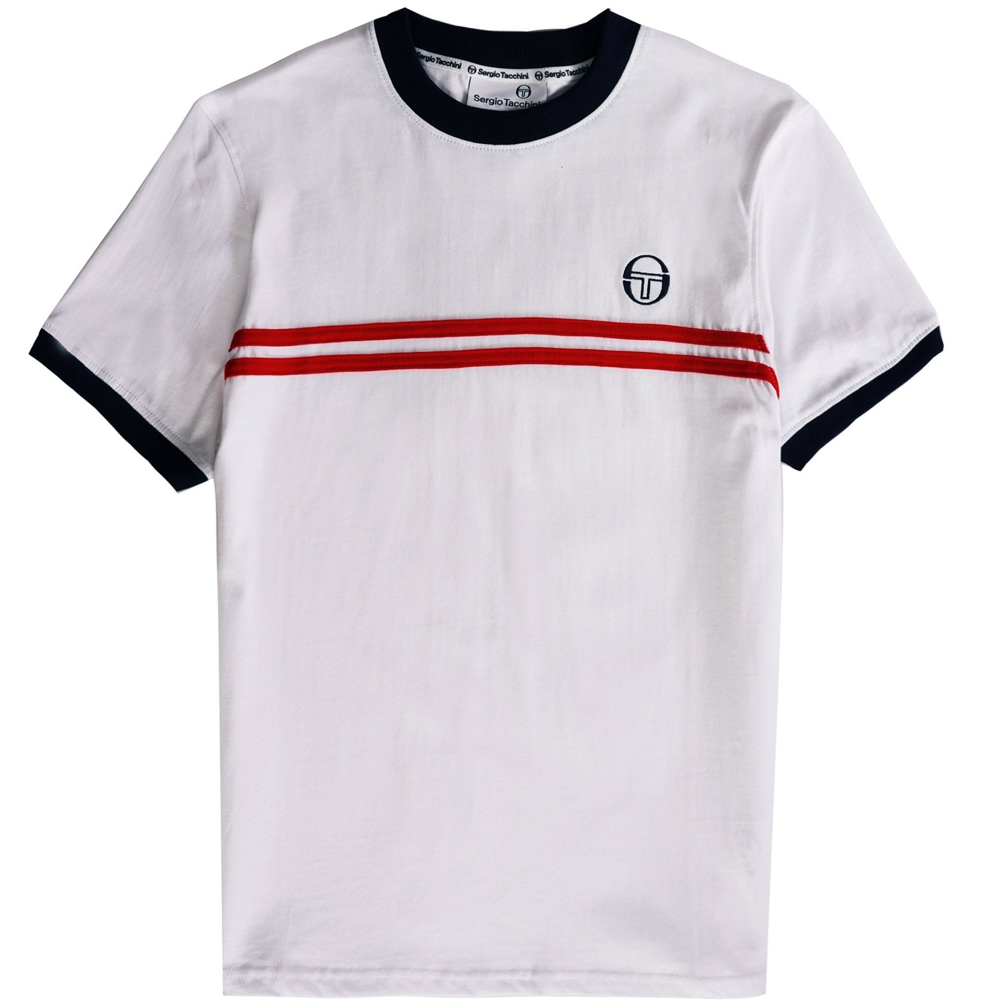 Sergio Tacchini Supermac T-Shirt - White/Adrenaline Rush