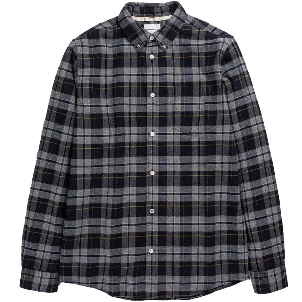 Norse Projects Anton Brushed Checked Flannel - Medium Grey