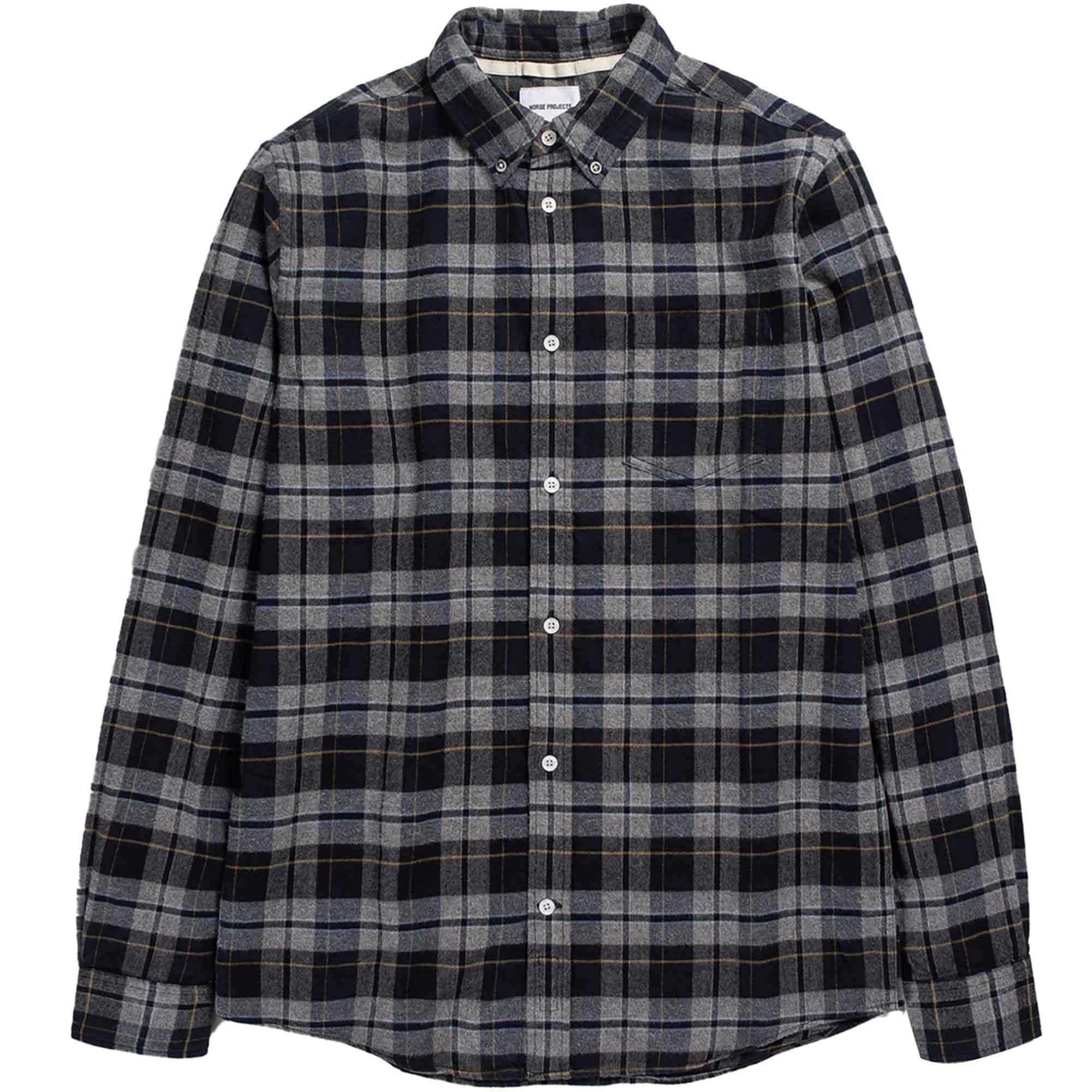 Norse Projects Anton Brushed Checked Flannel - Medium Grey