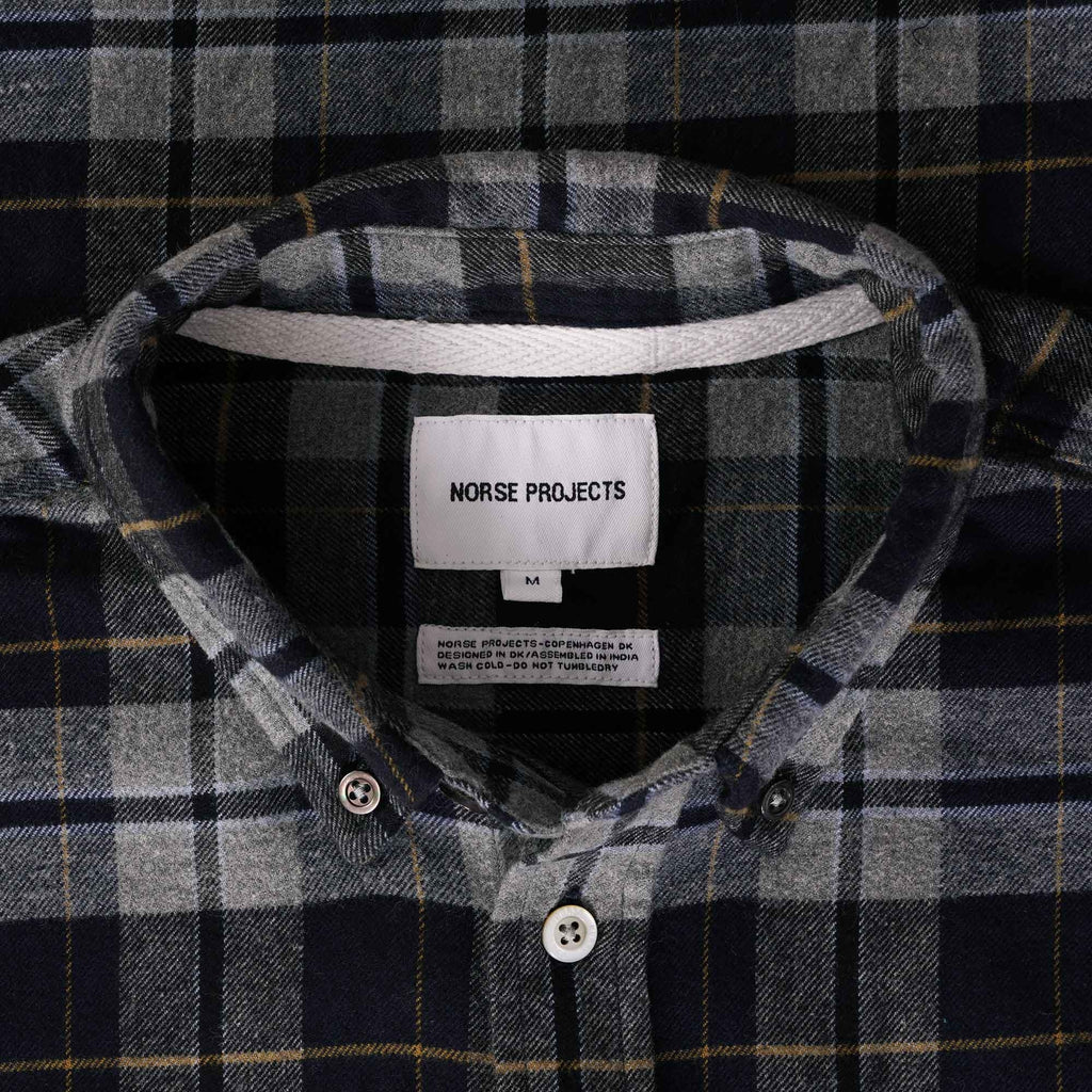 Norse Projects Anton Brushed Checked Flannel - Medium Grey