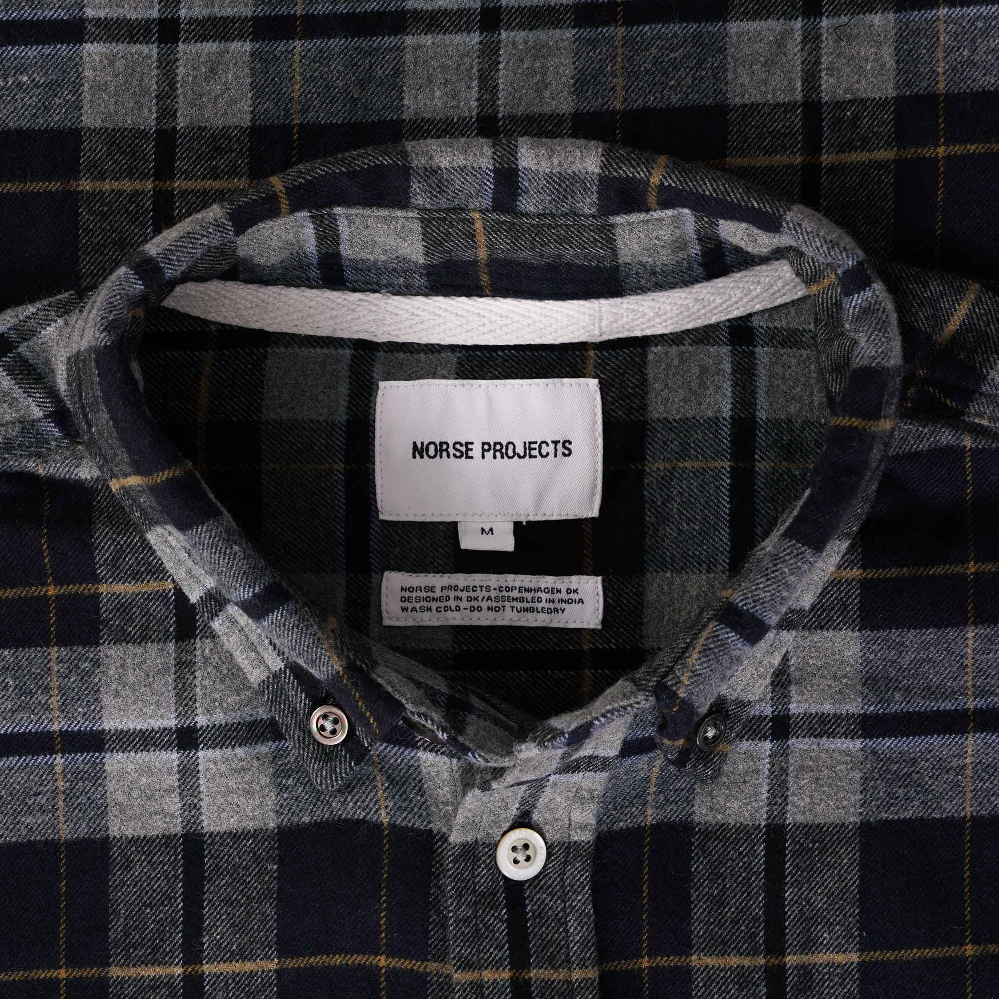 Norse Projects Anton Brushed Checked Flannel - Medium Grey