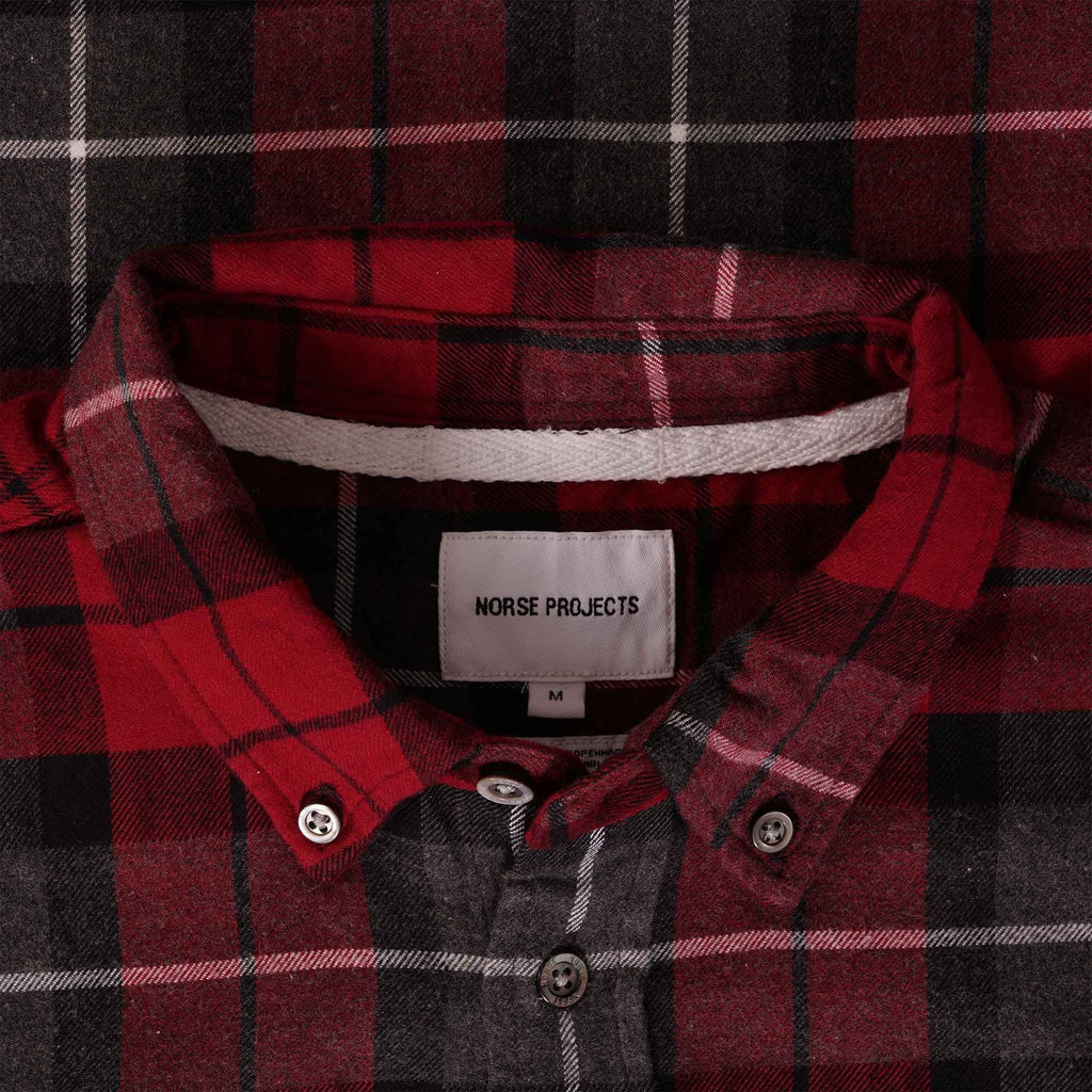 Norse Projects Anton Brushed Checked Flannel - Burgundy