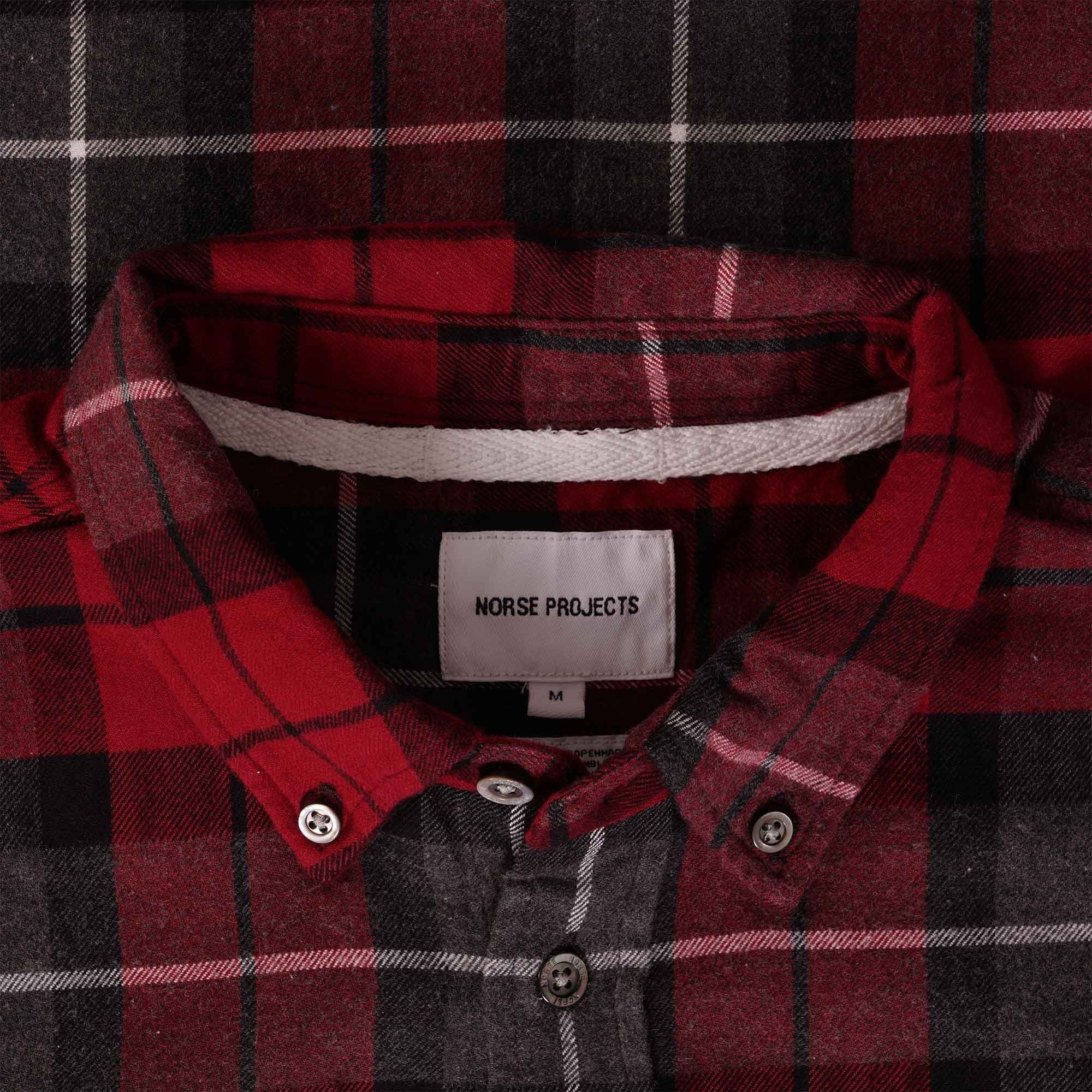 Norse Projects Anton Brushed Checked Flannel - Burgundy