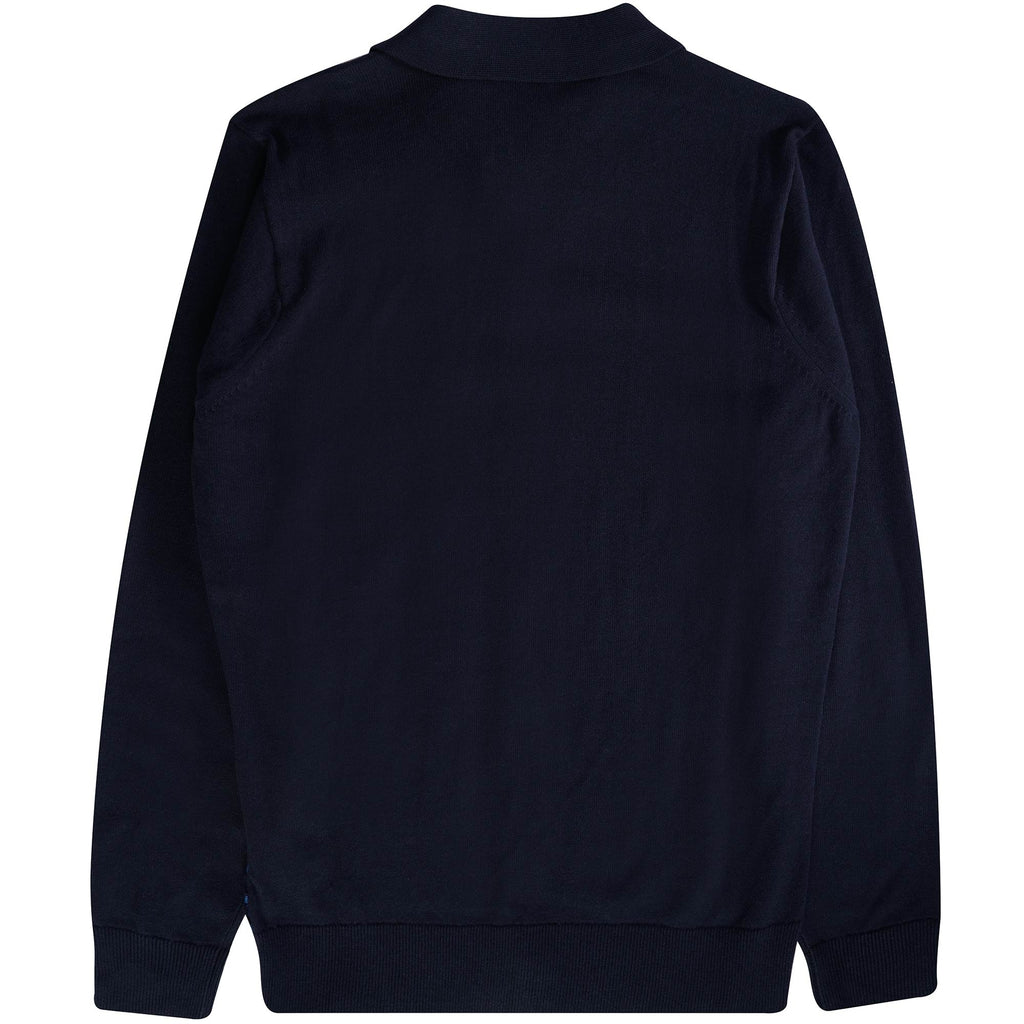 Gabicci Vintage Wishaw Knitted Polo Shirt - Navy/Adriatic Blue/Cream